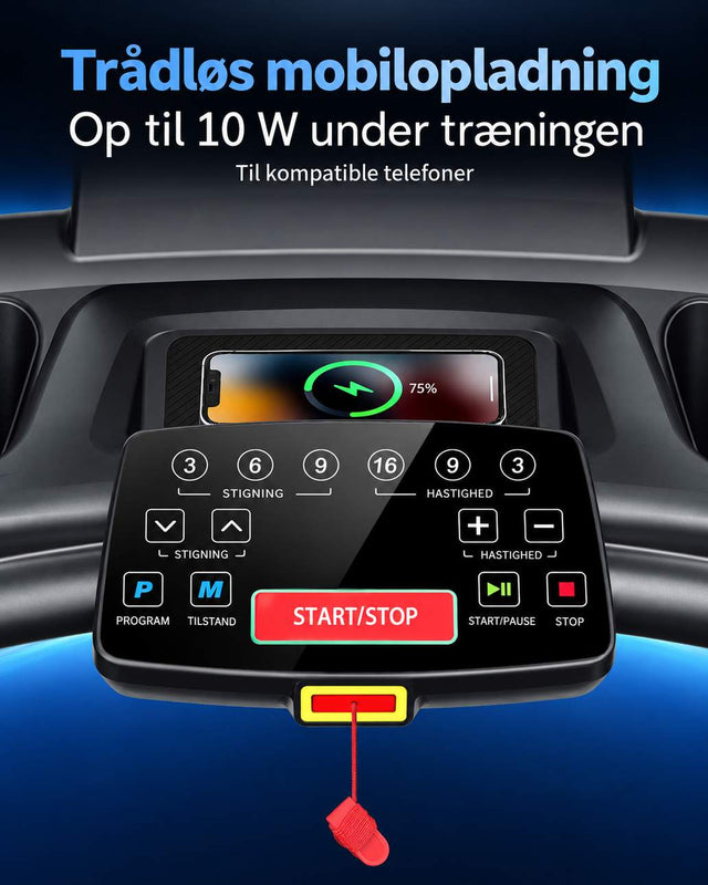 Mulighed for opladning af mobiltelefon mens du løber