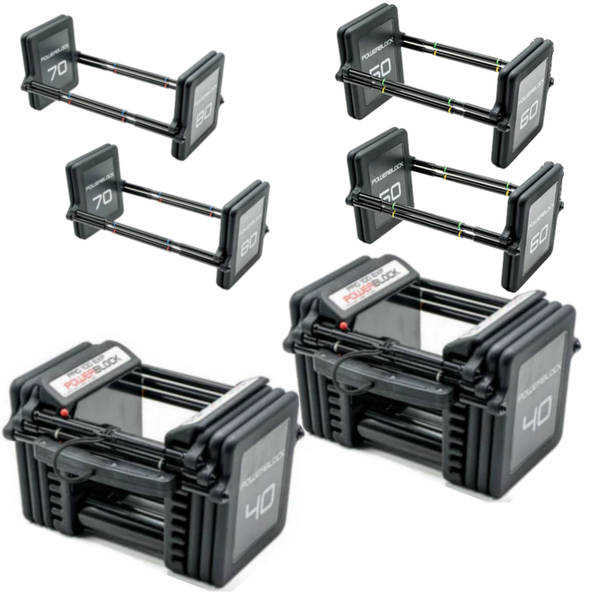 Sættet kommer med 2 håndvægte og de nødvendige udvidelser til ialt 36 kg pr håndvægt