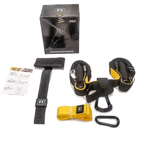 Der medfølger træningsark og pose med slyngetræneren